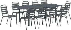 vidaXL Kert étkező szett 11 pcs Antracit Porfestett acél