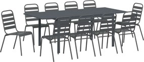 vidaXL Kert étkező szett 11 pcs Antracit Porfestett acél