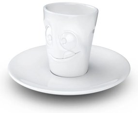 Fehér 'huncut' porcelán csésze és alátét, 80 ml - 58products