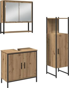 vidaXL Fürdőszoba bútor szett polcokkal tárolóval 3 pcs Barna Faanyag
