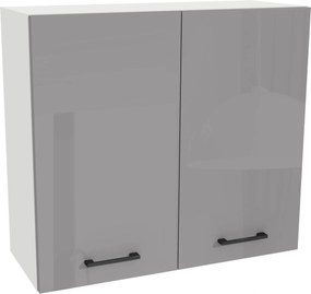 Konyhaszekrény felső 80/72 Capri korpusz Fehér front Szürke Akril Fényes