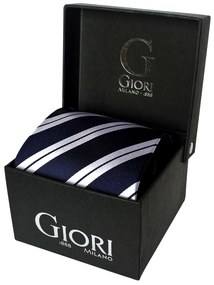 Selyem nyakkendő Giori Milano RS0805, kék és fehér