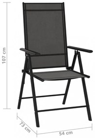 10 részes fekete-antracitszürke kerti étkezőgarnitúra