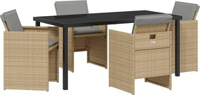 vidaXL Kert étkező szett 5 pcs Bézs polirattan
