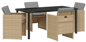 vidaXL Kert étkező szett 5 pcs Bézs polirattan