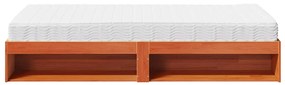 nappali ágy matraccal viaszbarna 100x200 cm tömör fa fenyőfa