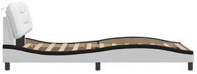 fehér és fekete műbőr ágykeret fejtámlával 100x200 cm