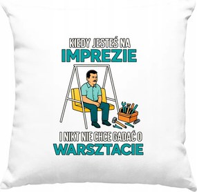 Szomorú szerelő a buliban párna, fehér