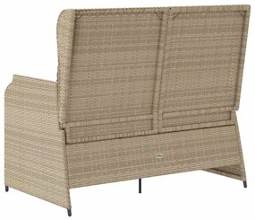 Kerti pad párnával Bézs Poli rattan