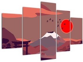 Kép - A Fuji-hegy illusztrációi (150x105 cm)