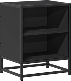 vidaXL éjjeliszekrény fekete 40x31x50 cm műfa és fém