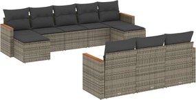 vidaXL 10 részes szürke polyrattan kerti ülőgarnitúra párnákkal