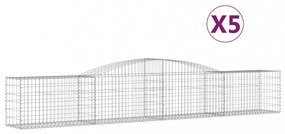 vidaXL 5 db íves horganyzott vas gabion kosár 400x50x60/80 cm
