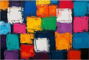 Kép - Színes négyzetek festménye (90x60 cm)