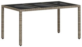 világosszürke polyrattan üveglapos kerti asztal 150x90x75 cm
