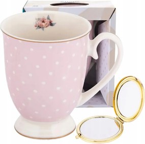 Kávés és teás bögre porcelán tükörrel Natalie Pink rózsaszín 300 ml