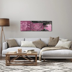 Kép - Rózsaszín-fekete absztrakció (órával) (90x30 cm)