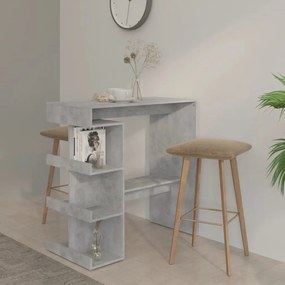 Betonszürke szerelt fa bárasztal tárolópolccal 100x50x101,5 cm