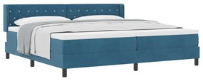 Boxspring Ágy Matrac Kék 200x200 cm Bársony