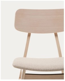 Bézs-natúr színű étkezőszék szett tölgyfa dekorral, 2 db-os Selia – Kave Home