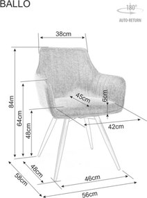 Ballo Leo szövet étkezőszék szürke forgatható üléssel