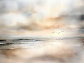 Vászonkép Canvas Tájkép Víz Tenger Óceán Tengerpart Sirályok Hullámok 100x75