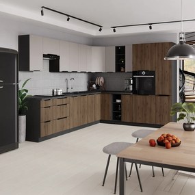 Alsó szekrény, okapi dió/fekete, MENZO 80 D 2F BB
