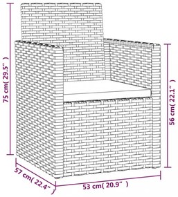 4 részes fekete polyrattan kültéri ülőgarnitúra párnákkal