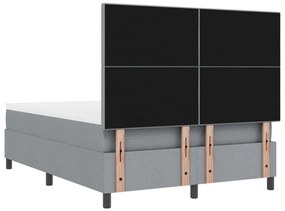 Rugós ágy matraccal és LED világítással szürkében, 140 x 200 cm textil