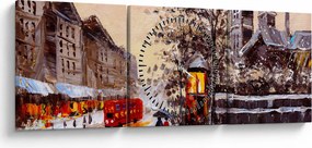 Kép - Egy téli város festménye (órával) (90x30 cm)