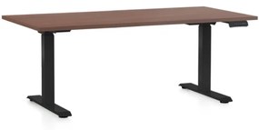 OfficeTech D állítható magasságú asztal, 160 x 80 cm, fekete alap, dió