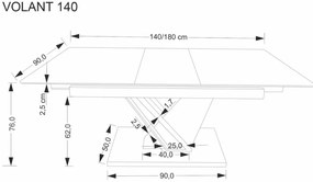 Volant bővíthető étkezőasztal 160-200 cm