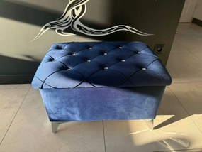 Puff tárolóval, puff tárolóval, kárpitozott pad, gombok, glamour