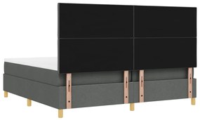 Box Spring Ágy Matrac Sötétszürke 200x200 cm Szövet