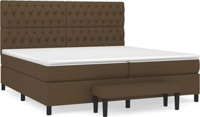 vidaXL sötétbarna szövet rugós ágy matraccal 200 x 200 cm