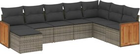 vidaXL 8 részes szürke polyrattan kerti ülőgarnitúra párnákkal