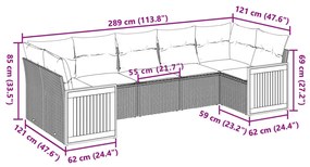 7 részes fekete polyrattan kerti ülőgarnitúra párnával