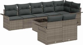 vidaXL Kerti Kanapé Szett párnával 9 pcs Szürke Poli rattan