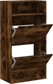 vidaXL füstös tölgy színű szerelt fa cipőszekrény 60x34x116 cm