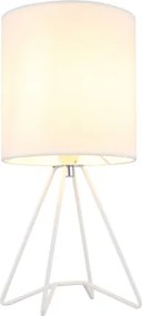 Globo 21734W Asztali lámpa, fém fehér, textil fehér, kábel PVC fehér, billenőkapcsoló a kábelen, ø: 160mm, M: 345mm, kábelhossz 1300mm, 1x E14 40W 230V izzó nélkül