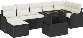 vidaXL Kerti Kanapé Szett párnával 8 pcs Fekete Poli rattan
