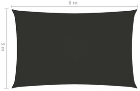 antracitszürke téglalap alakú oxford-szövet napvitorla 3 x 6 m