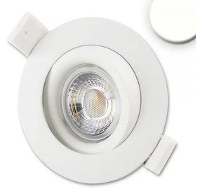 Süllyesztett COB LED lámpatest, 15W, 1250lm, 4000K természetes fehér, 45°, IP40, CRI90, fehér, fényerőszabályozható