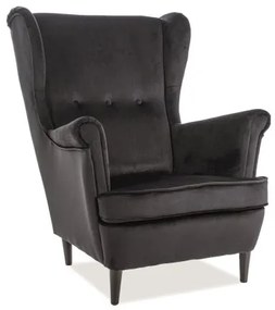 Fotel füles,  mustár bársony / wenge, LORD VELVET