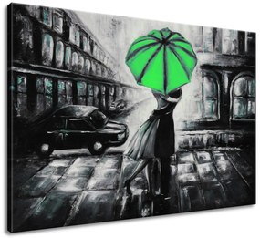 Gario Kézzel festett kép Zöld csók az esoben Méret: 100 x 70 cm