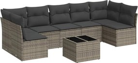 vidaXL 8 részes szürke polyrattan kerti ülőgarnitúra párnákkal