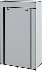 HOMCOM Textil Szekrény 5 Rekesszel, Ruhaakasztóval, Cipzáras Faldoboz Szövet Szekrény Hálószobába, Öltözőbe, 150 x 45 x 175 cm, Világosszürke | Aosom