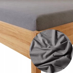 Gumis Lepedő Jersey 100% Pamut 90x200 sötétszürke