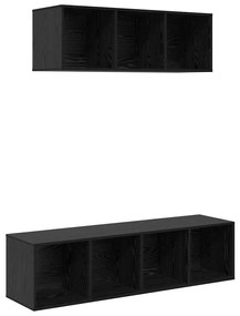 TV Szekrény Szett Falra szerelhető 2 pcs Musta tammi Faanyag