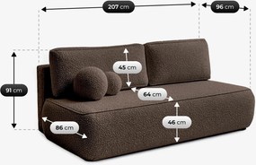 ARVETO ágyazható kanapé mokka bouclé kárpittal